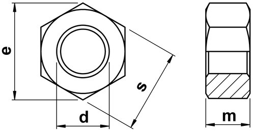 Гайка шестигранная DIN 934 - схема и размеры