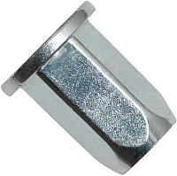 Резьбовая заклепка М6 с цилиндрическим бортиком, шестигранная, оцинкованная сталь