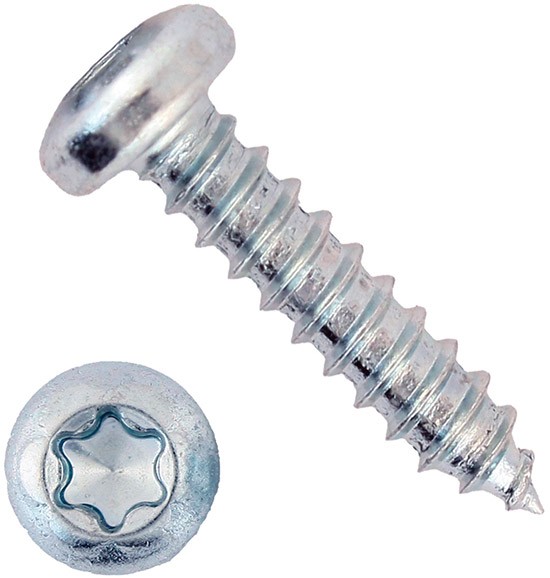 Саморез с полукруглой головкой и шлицем TORX ISO 14585 (DIN 7981) форма C, оцинкованная сталь - фото