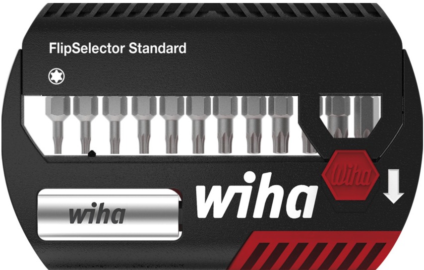 Набор бит TX Standard длиной 25 мм, C1/4" Wiha Flip Selector 39056, 13 предметов - фото