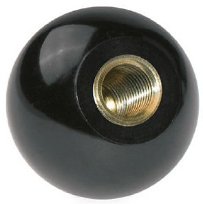 Ручка шаровая М6 DIN 319 форма E с латунной вставкой, черный пластик - фото