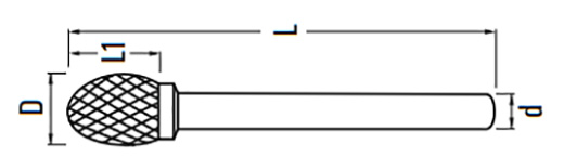 Борфреза твердосплавная форма E - схема