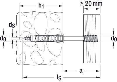 Универсальный дистанционный шуруп Fischer - схема, чертеж