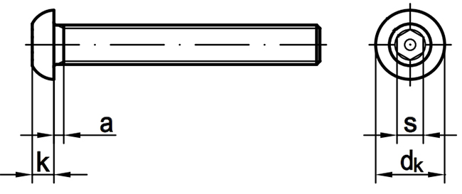 Винт с полукруглой головкой и шлицем HEX-Pin 88113 Reyher - схема
