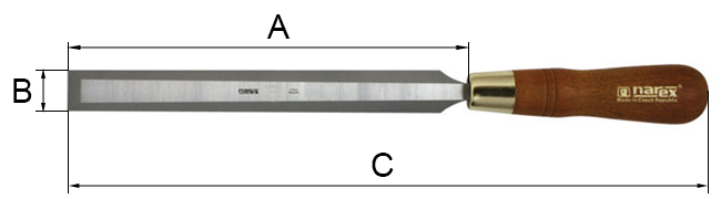 Стамеска плоская удлиненная с ручкой 19 мм Narex Wood Line Plus 813219 - схема, чертеж