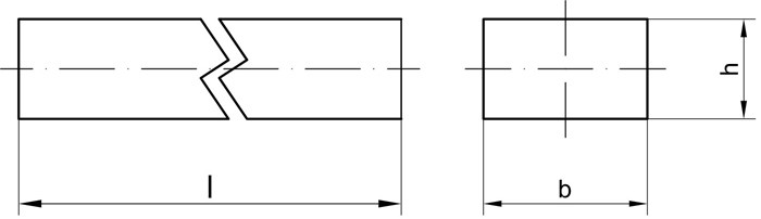 Шпонка призматическая DIN 6885, форма В - схема, чертеж
