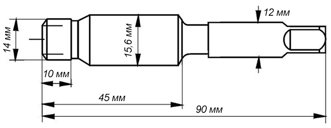 Ступенчатый метчик STI для свечной резьбы M14x1,25 - схема, чертеж