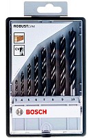 Набор спиральных сверл по дереву 3-10 мм, 8 шт Robust Line Bosch 2607010533, М-образная заточка